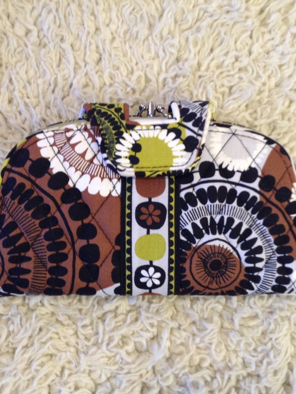 VTG Vera Bradley Kiss/Snap Chartreuse black Wallet Eclectic Grandma Iconic Vera